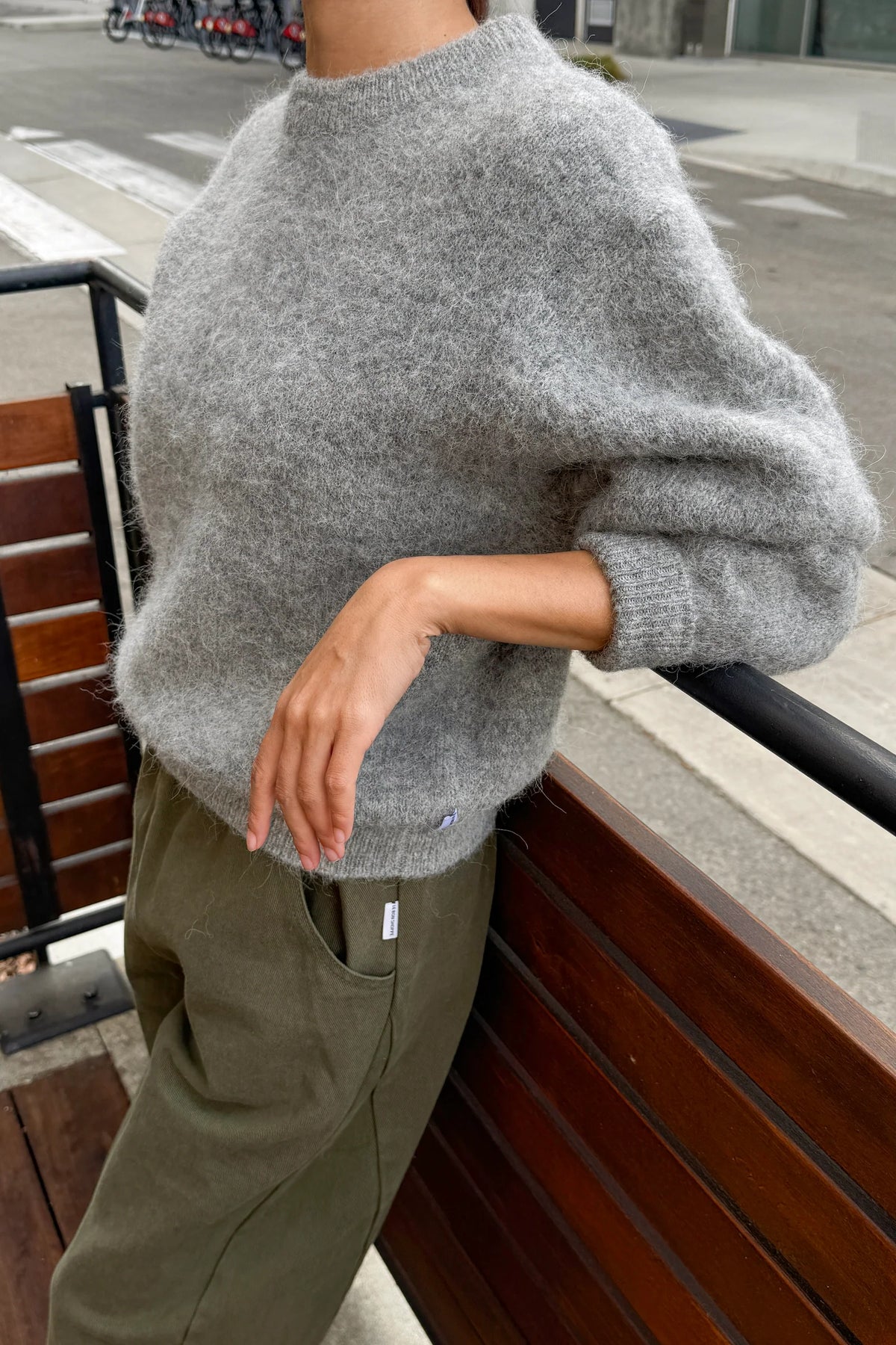 Elio Crew Neck Alpaca Sweater — Heather Grey