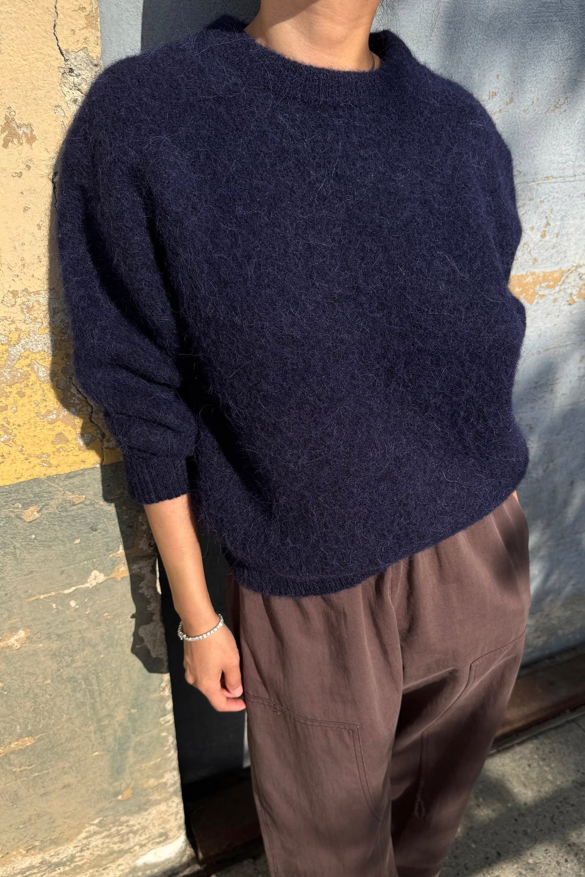 Elio Crew Neck Alpaca Sweater — Navy