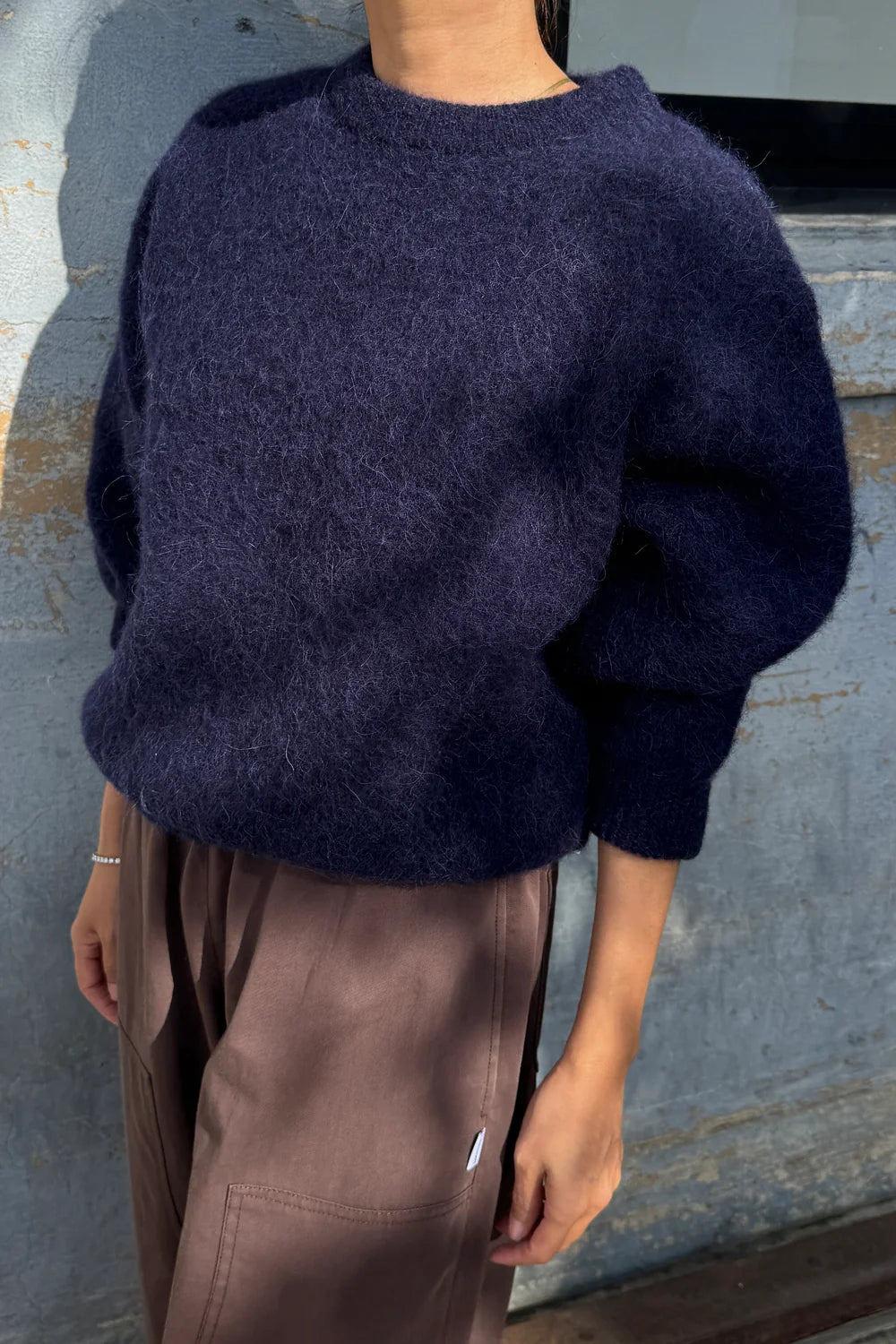 Elio Crew Neck Alpaca Sweater — Navy