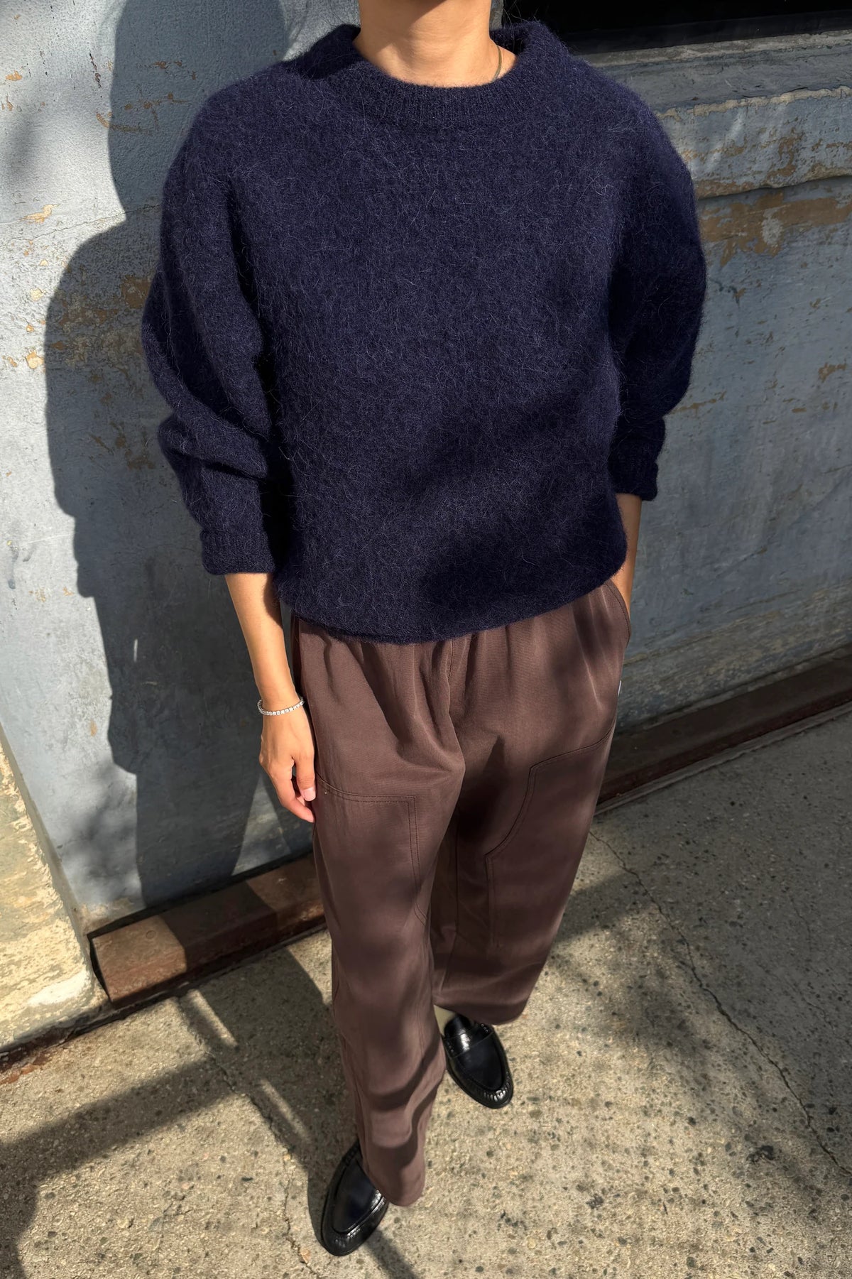 Elio Crew Neck Alpaca Sweater — Navy