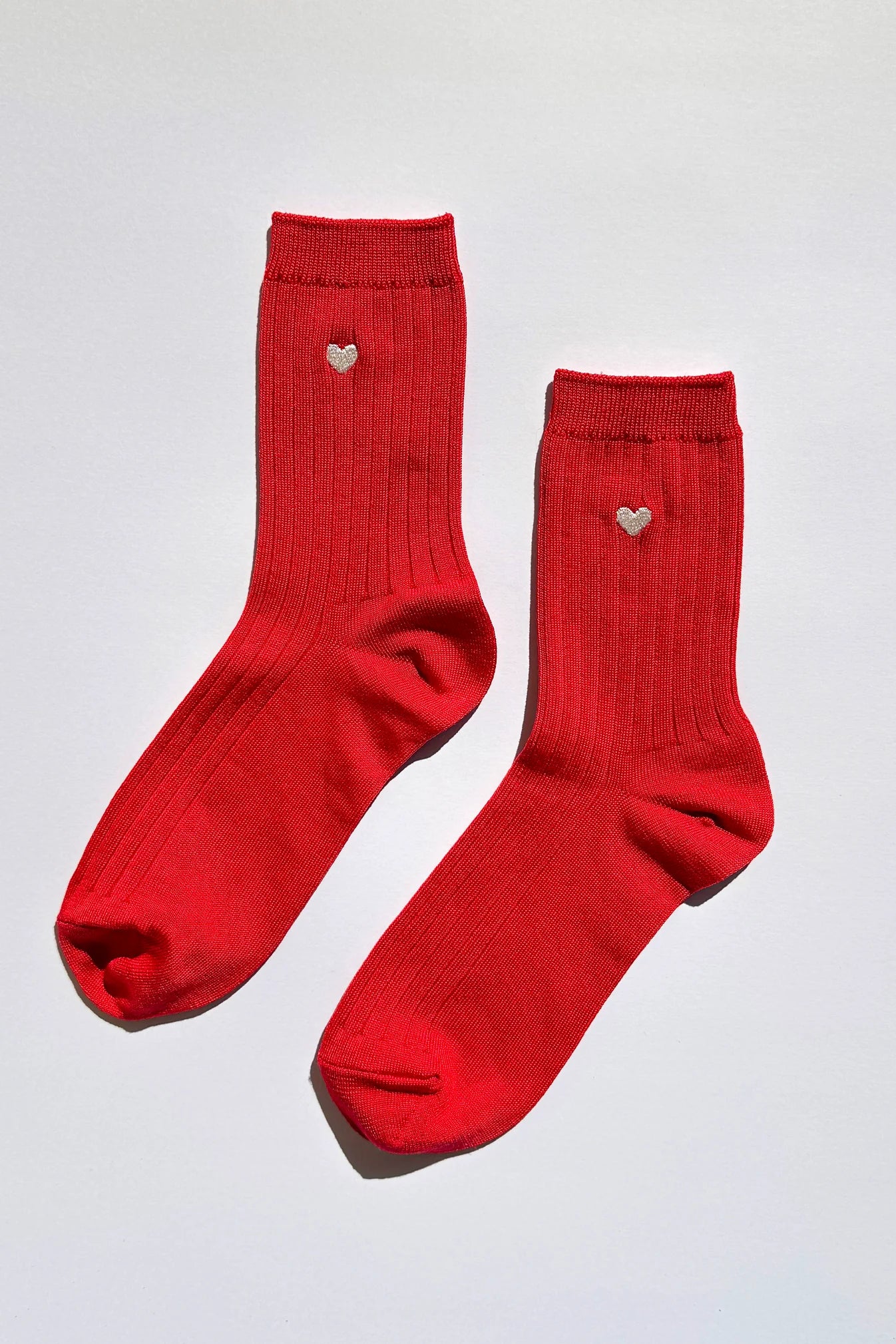 Embroidered Her Socks — Classic Red + Heart