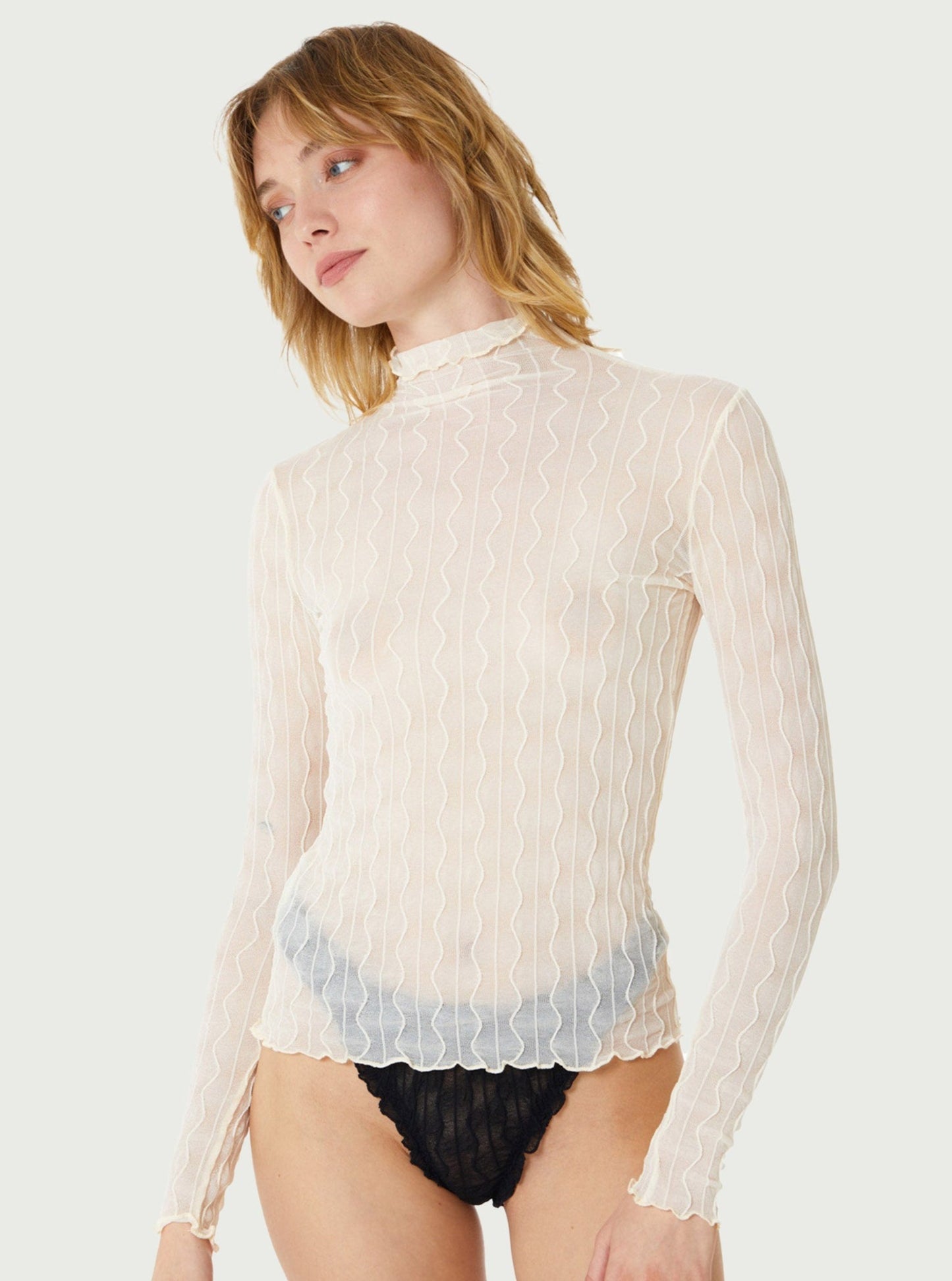 Second Skin Ross Mock Neck Top - Cream