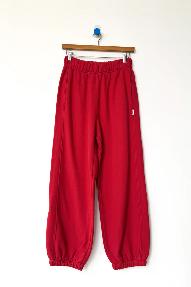 French Terry Balloon Pant — Red Tulip