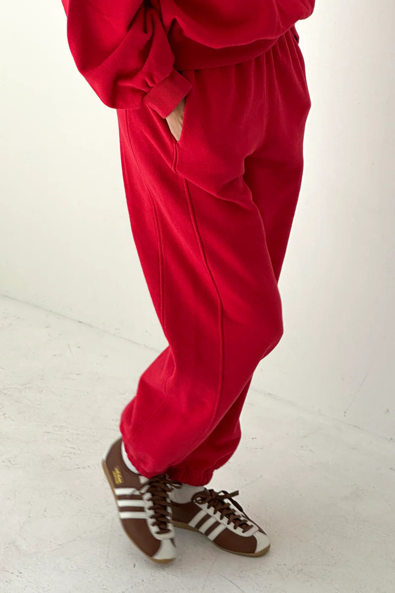 French Terry Balloon Pant — Red Tulip