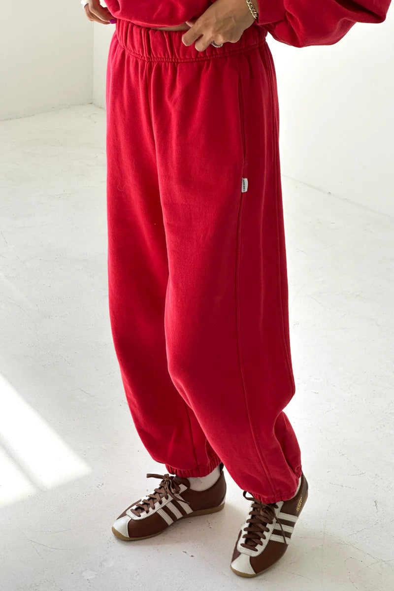 French Terry Balloon Pant — Red Tulip