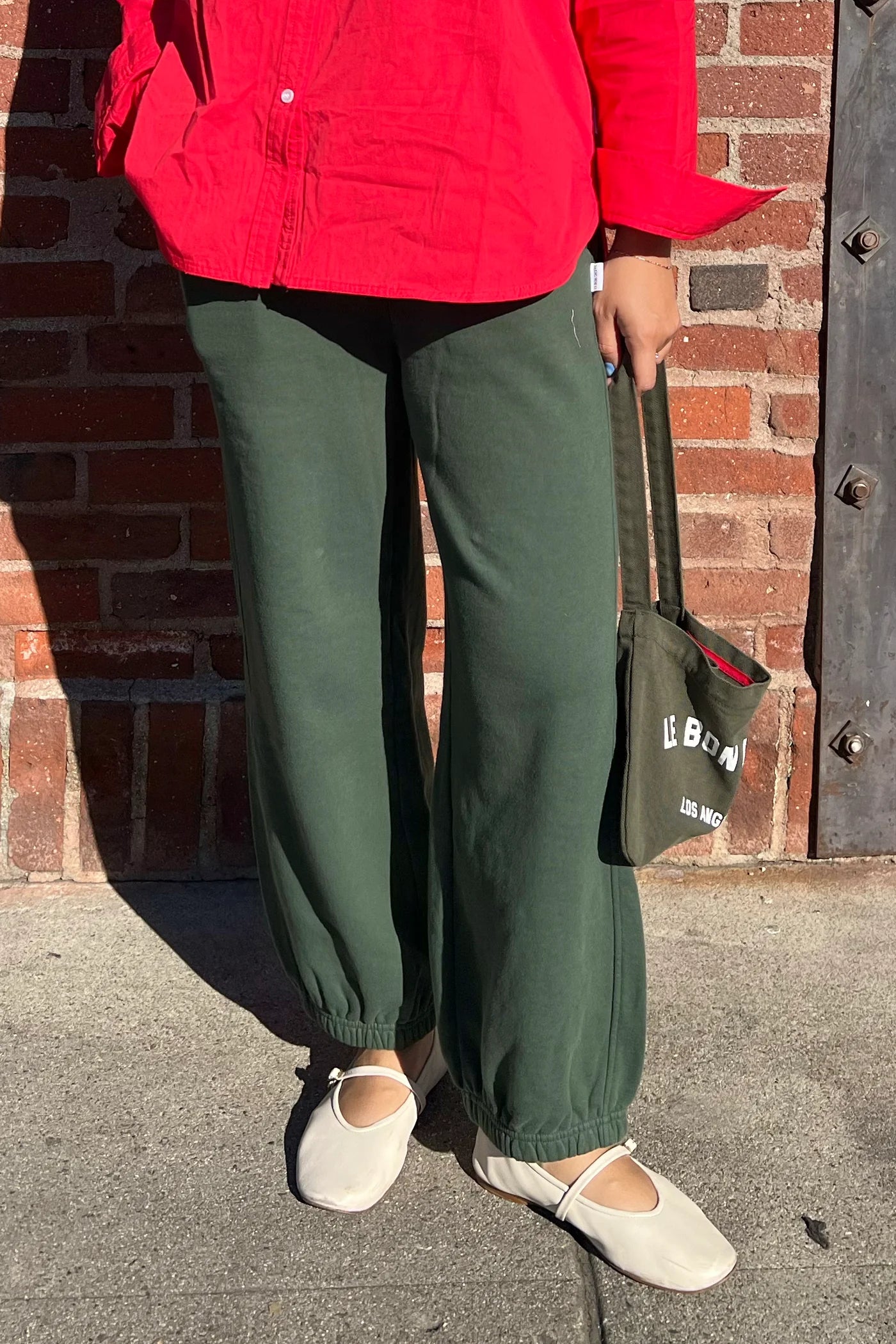 French Terry Balloon Pant — Cedar Green