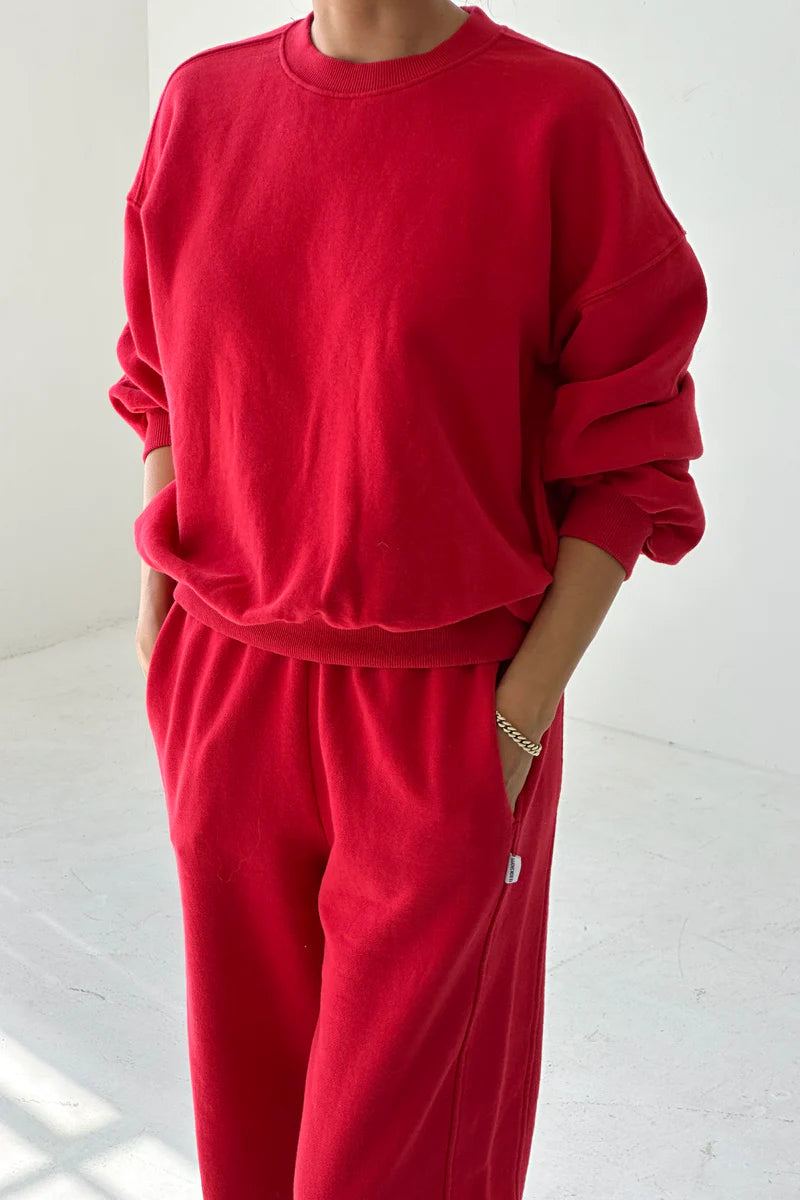 French Terry Core Sweatshirt — Red Tulip