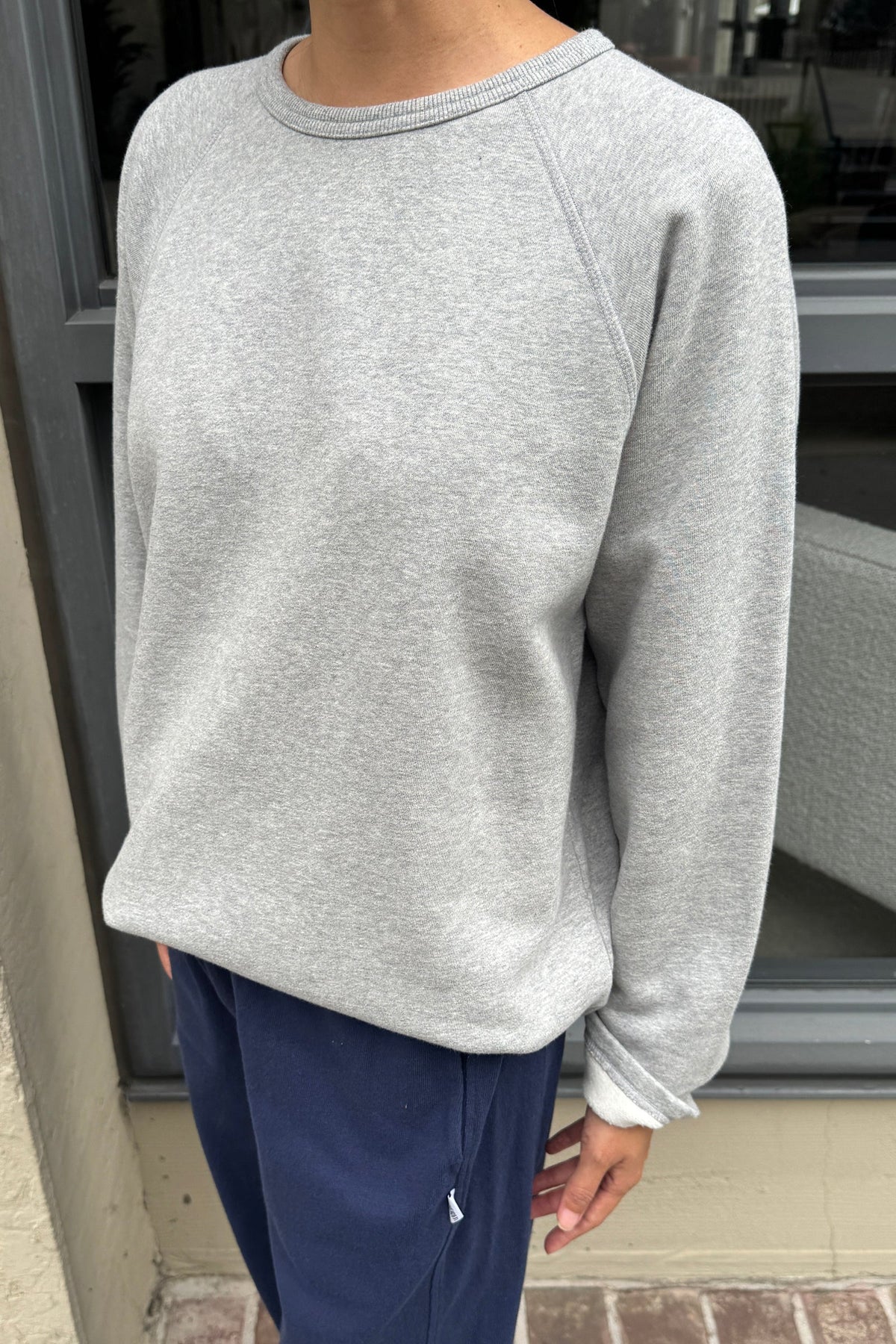 French Terry Raglan Tee — Melange Grey