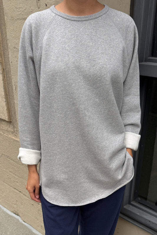 French Terry Raglan Tee — Melange Grey