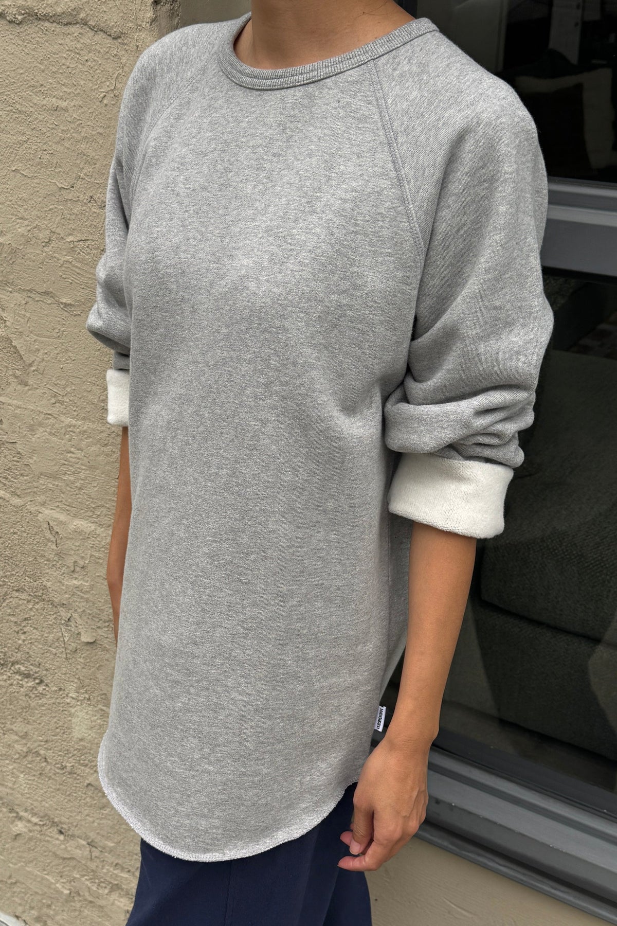 French Terry Raglan Tee — Melange Grey