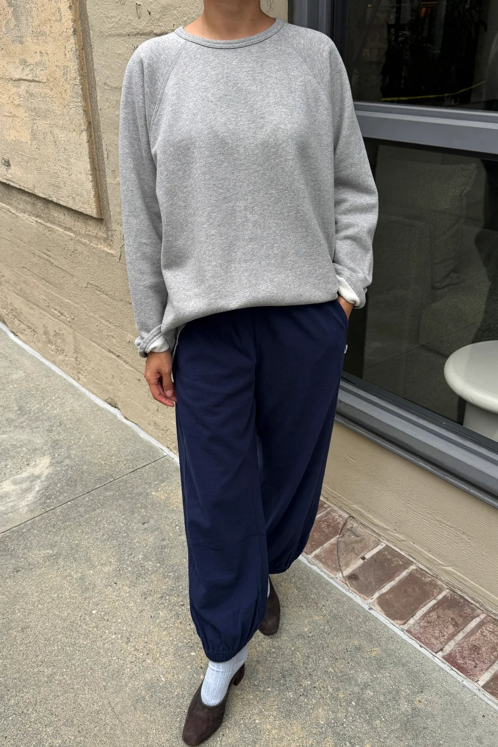 French Terry Raglan Tee — Melange Grey