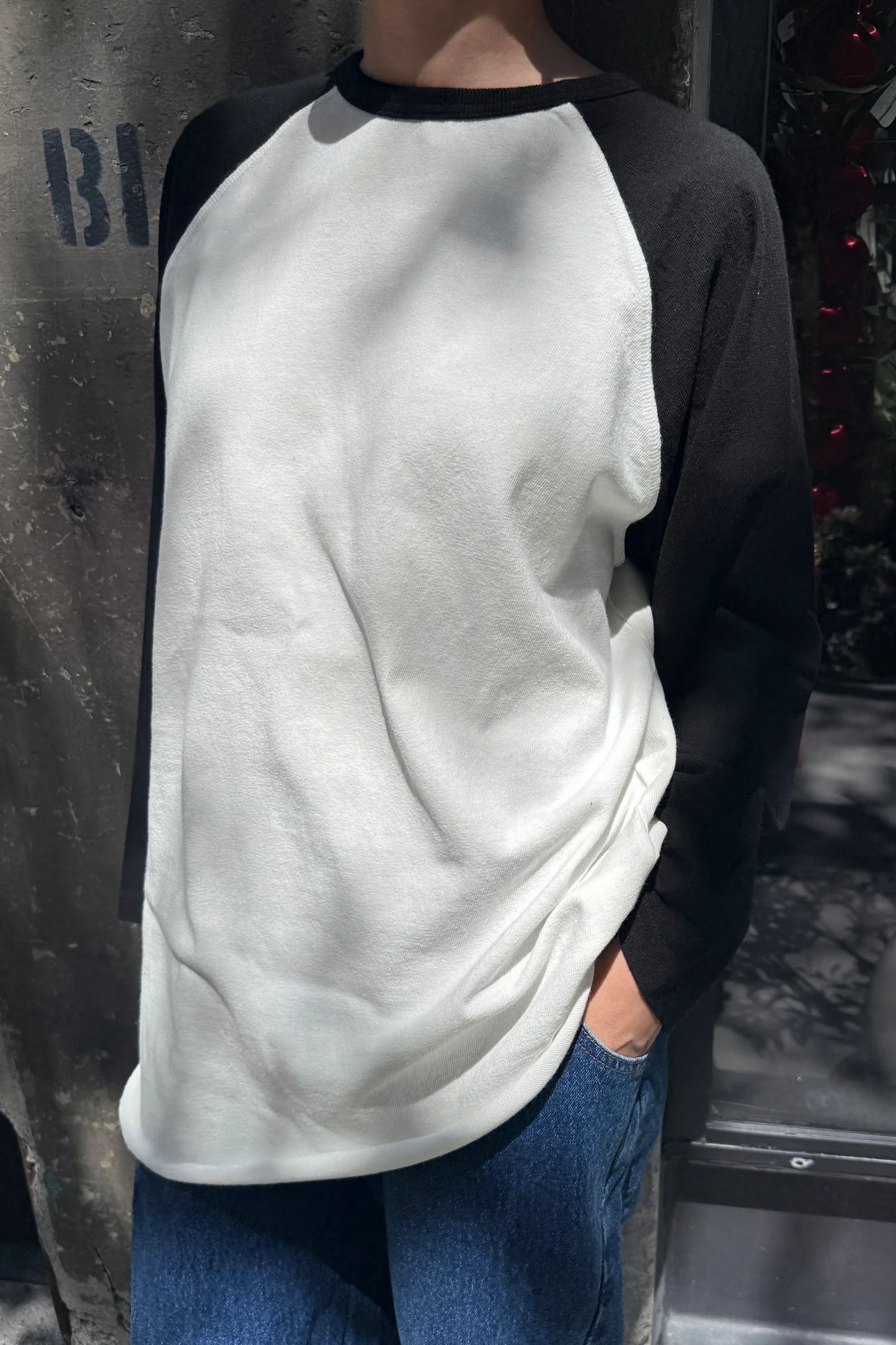 Heavy Cotton Raglan Tee — Black/White