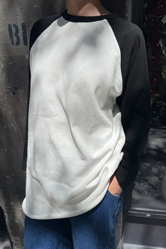 Heavy Cotton Raglan Tee — Black/White