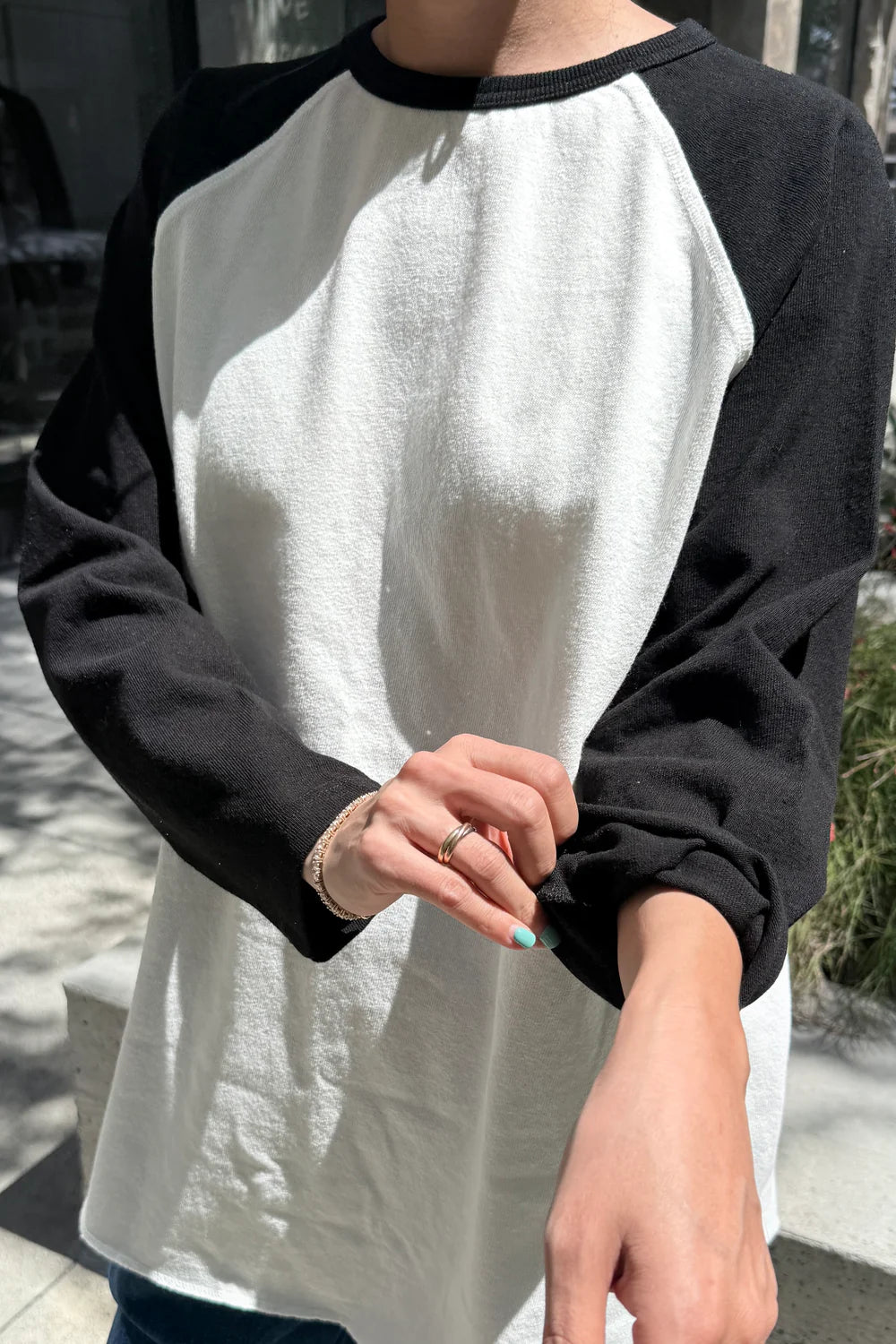 Heavy Cotton Raglan Tee — Black/White