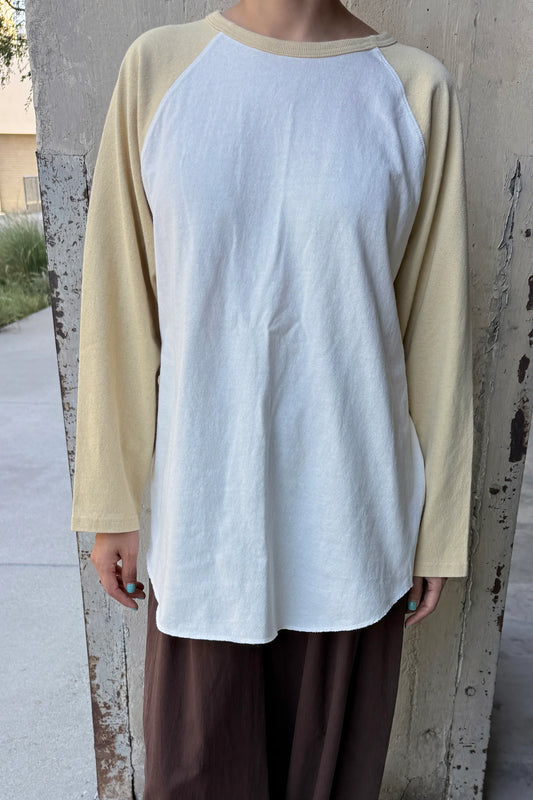 Heavy Cotton Raglan Tee — White/Butter