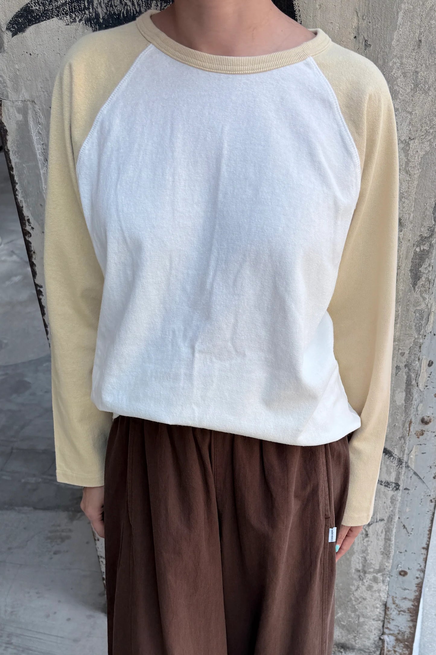 Heavy Cotton Raglan Tee — White/Butter