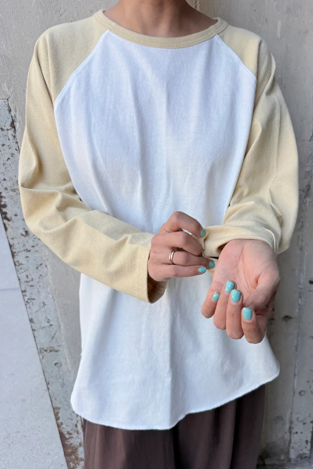 Heavy Cotton Raglan Tee — White/Butter
