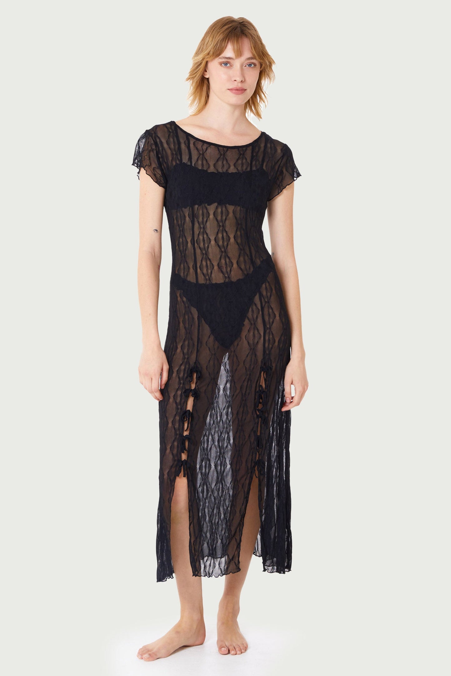 Second Skin Mariposa Lace Midi Dress - Black