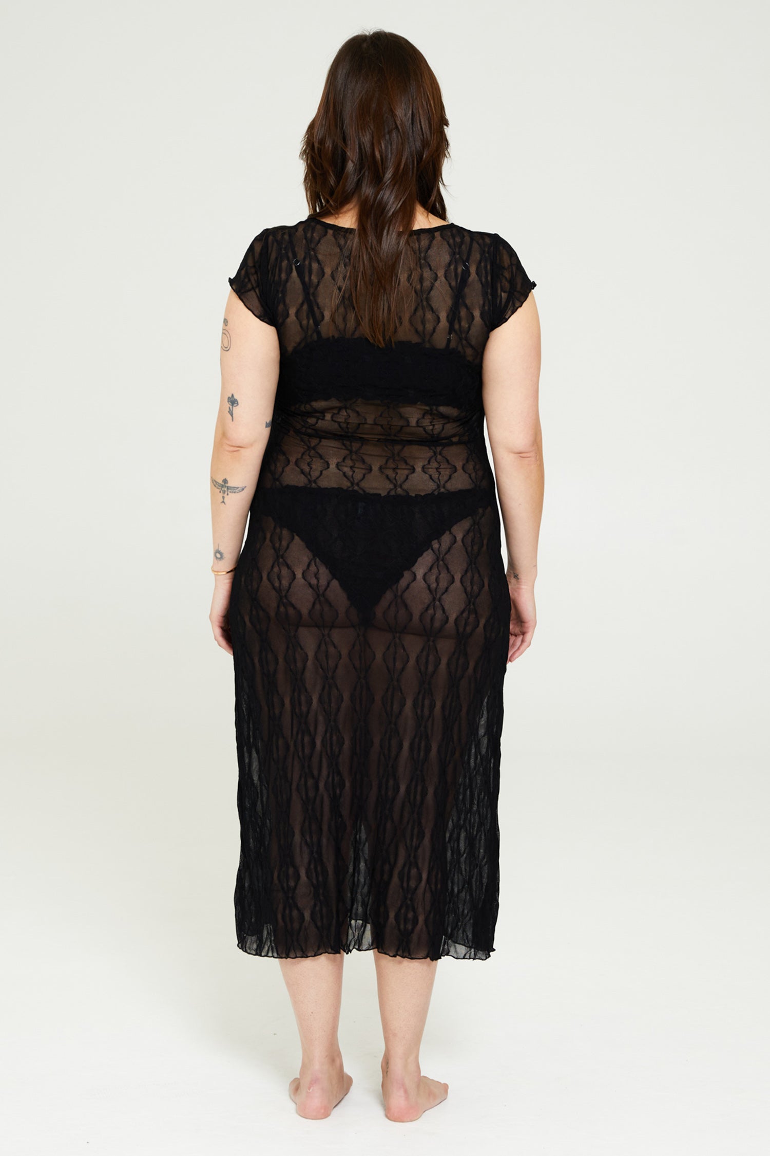 Second Skin Mariposa Lace Midi Dress - Black