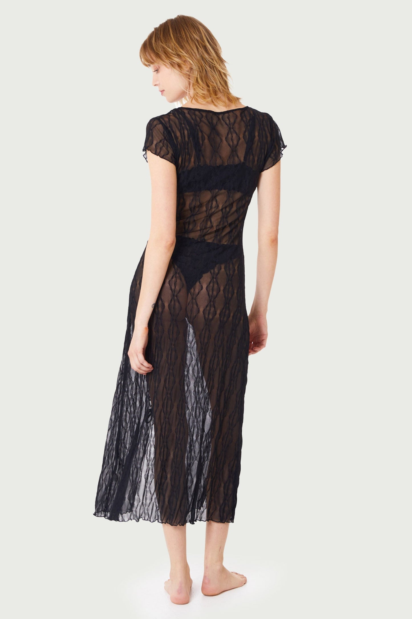 Second Skin Mariposa Lace Midi Dress - Black