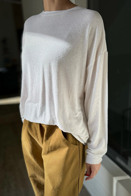 Haze Linen Blend Tee — White