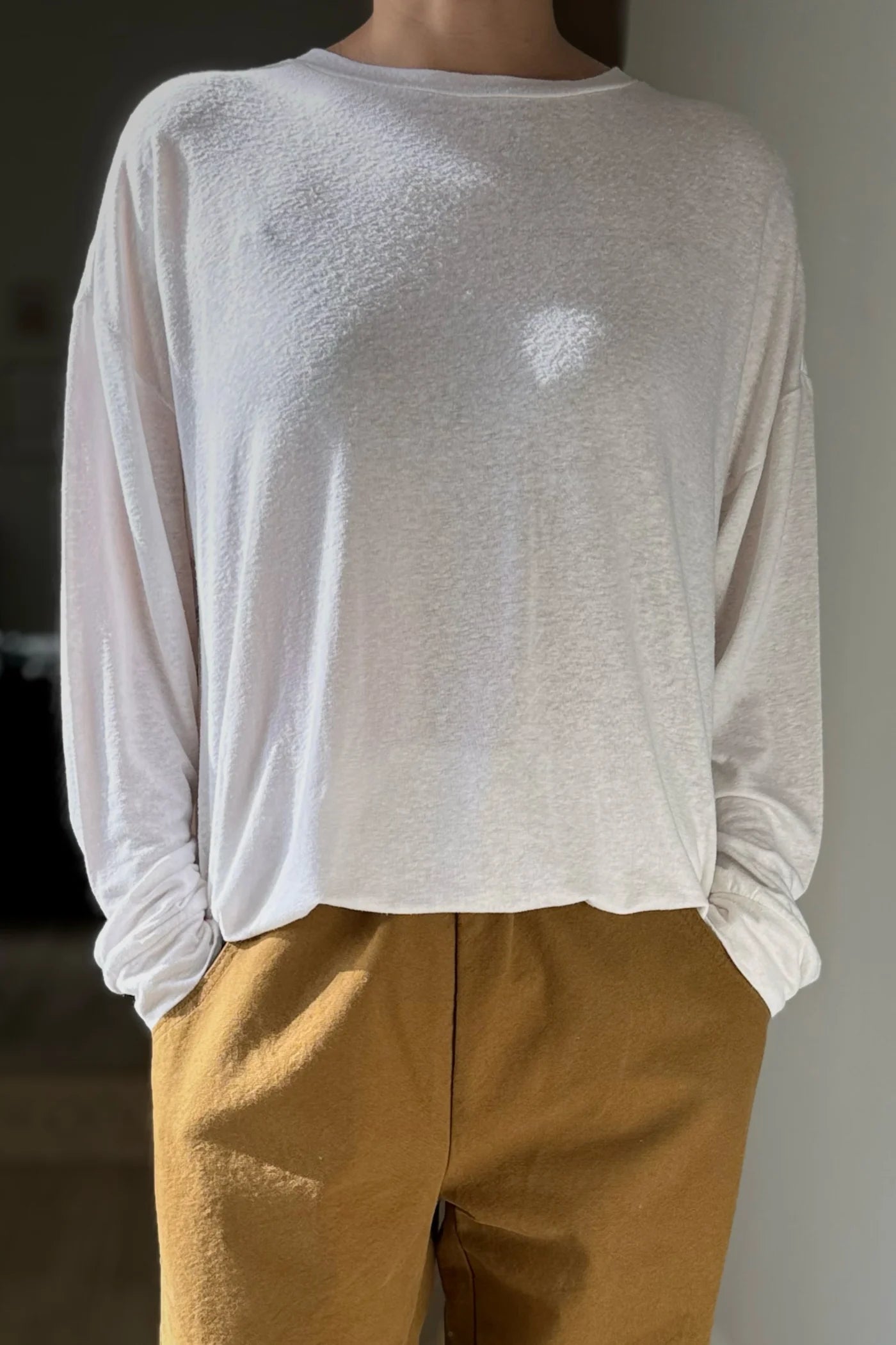 Haze Linen Blend Tee — White