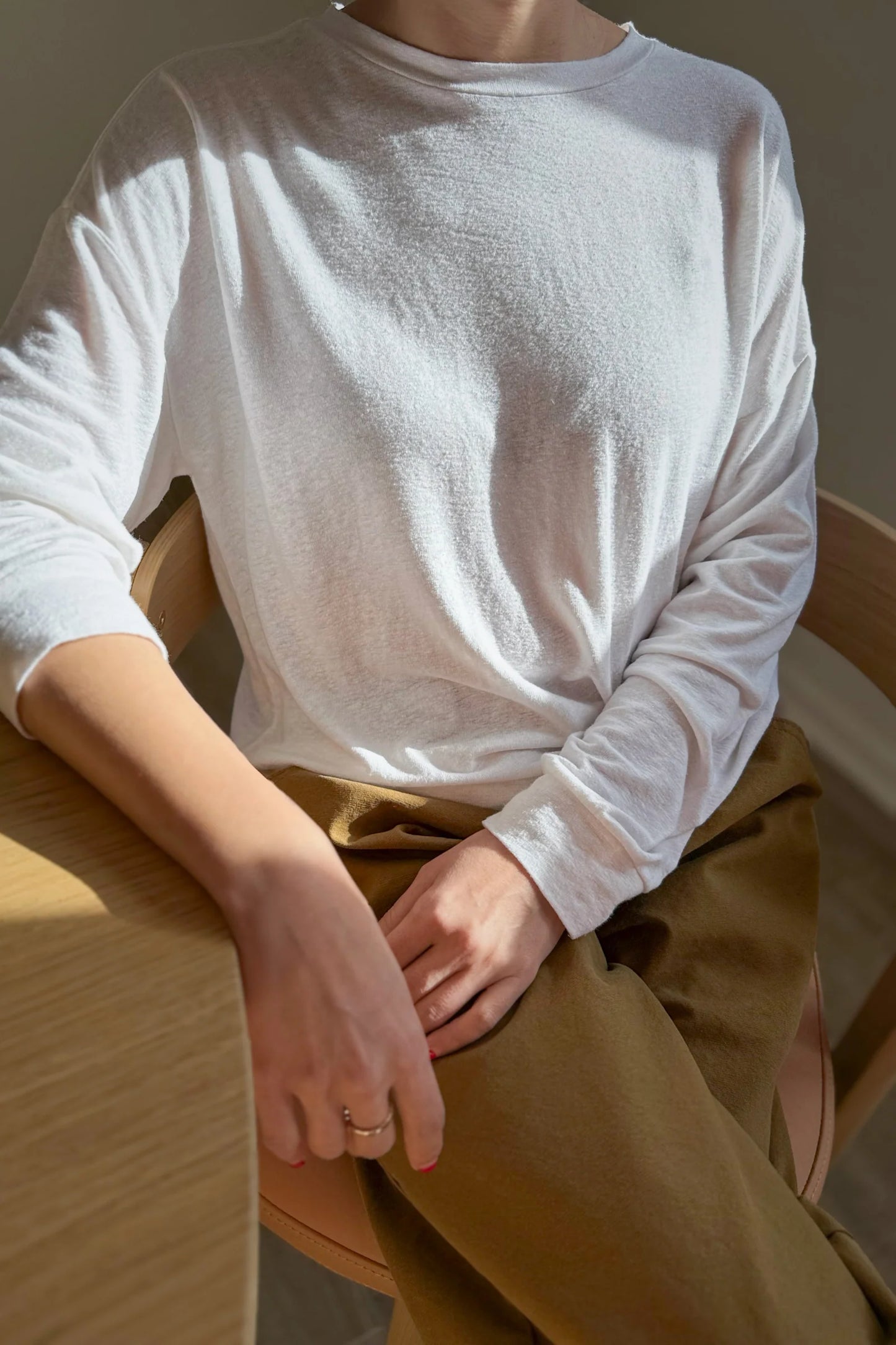 Haze Linen Blend Tee — White