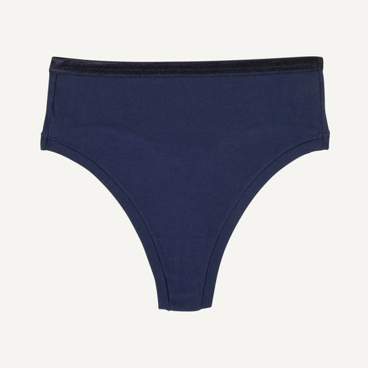 Subset Organic Cotton High Rise Thong - Marine