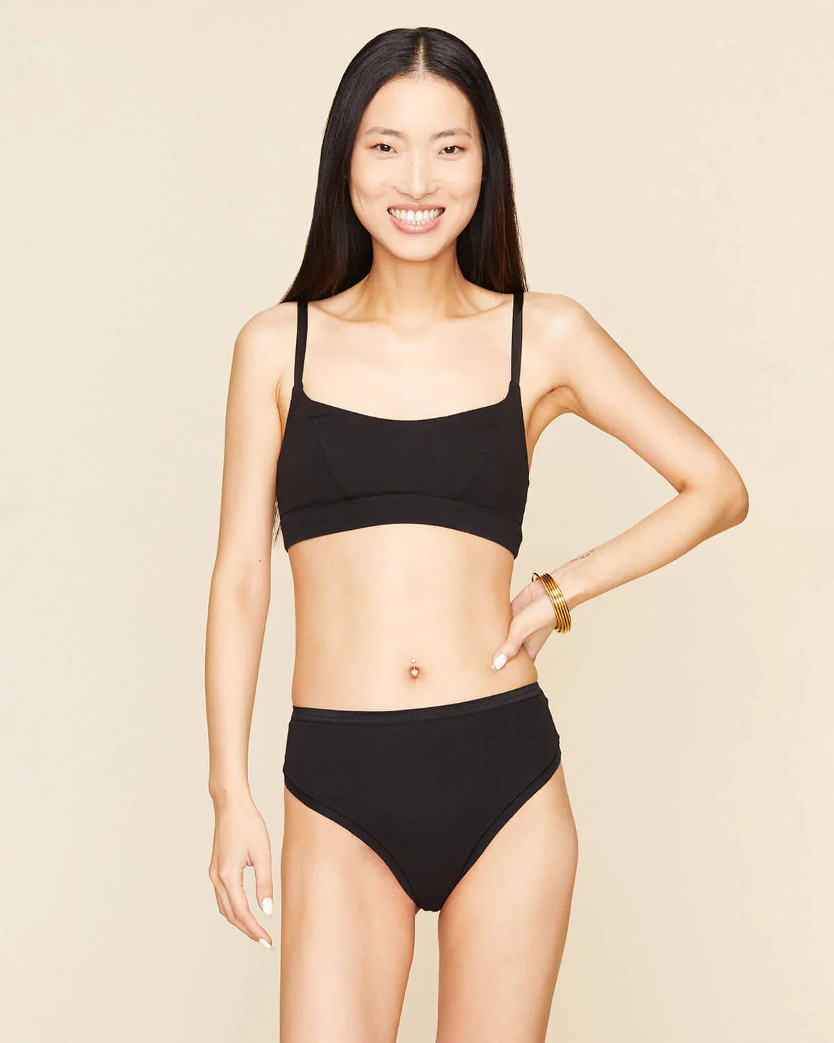 Subset Organic Cotton High Rise Thong - Marine