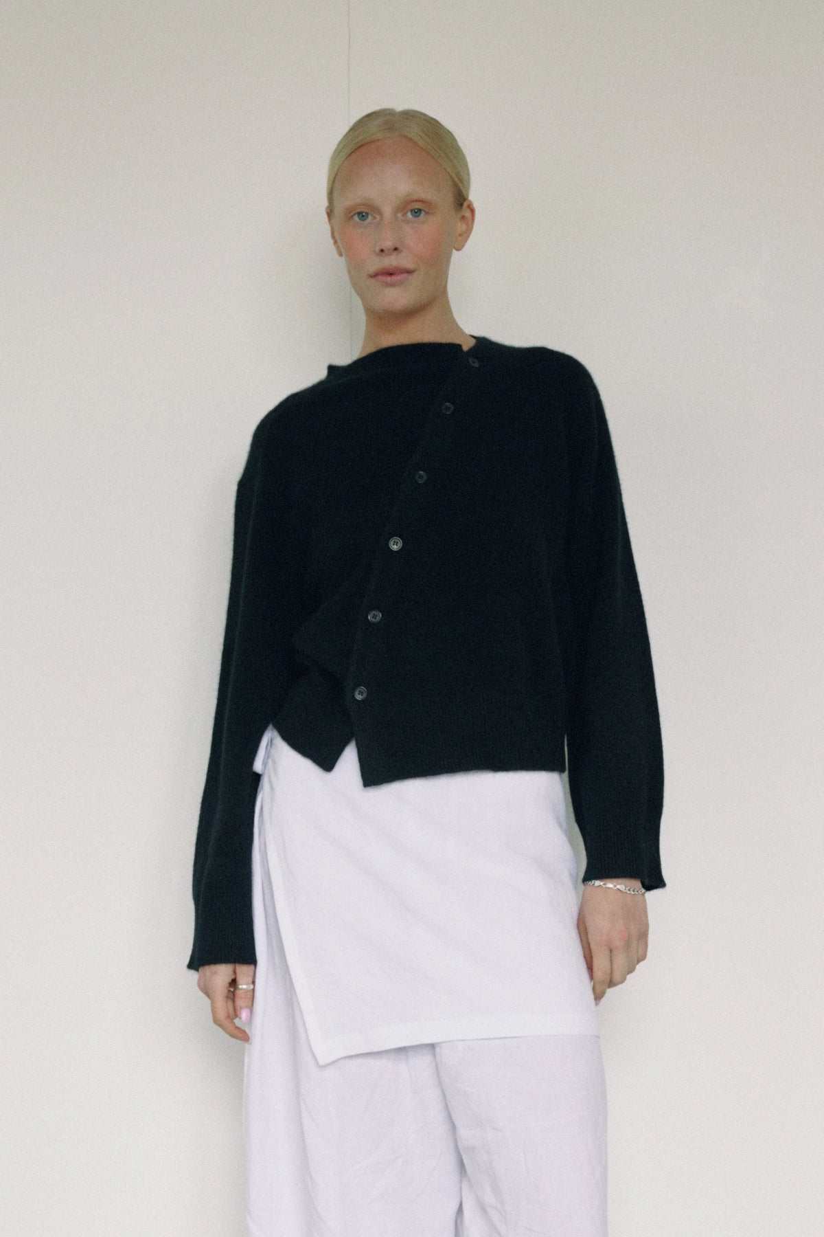 The Asymmetric Cashmere Knit — Black