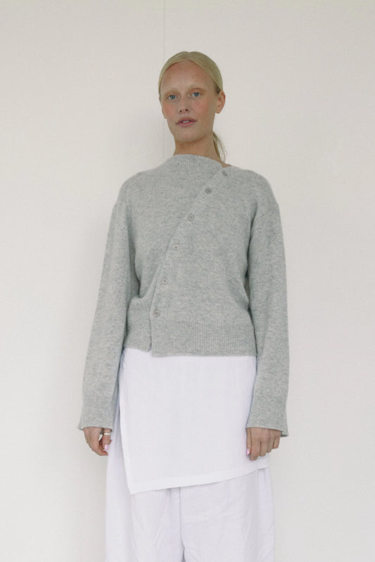 The Asymmetric Cashmere Knit — Grey
