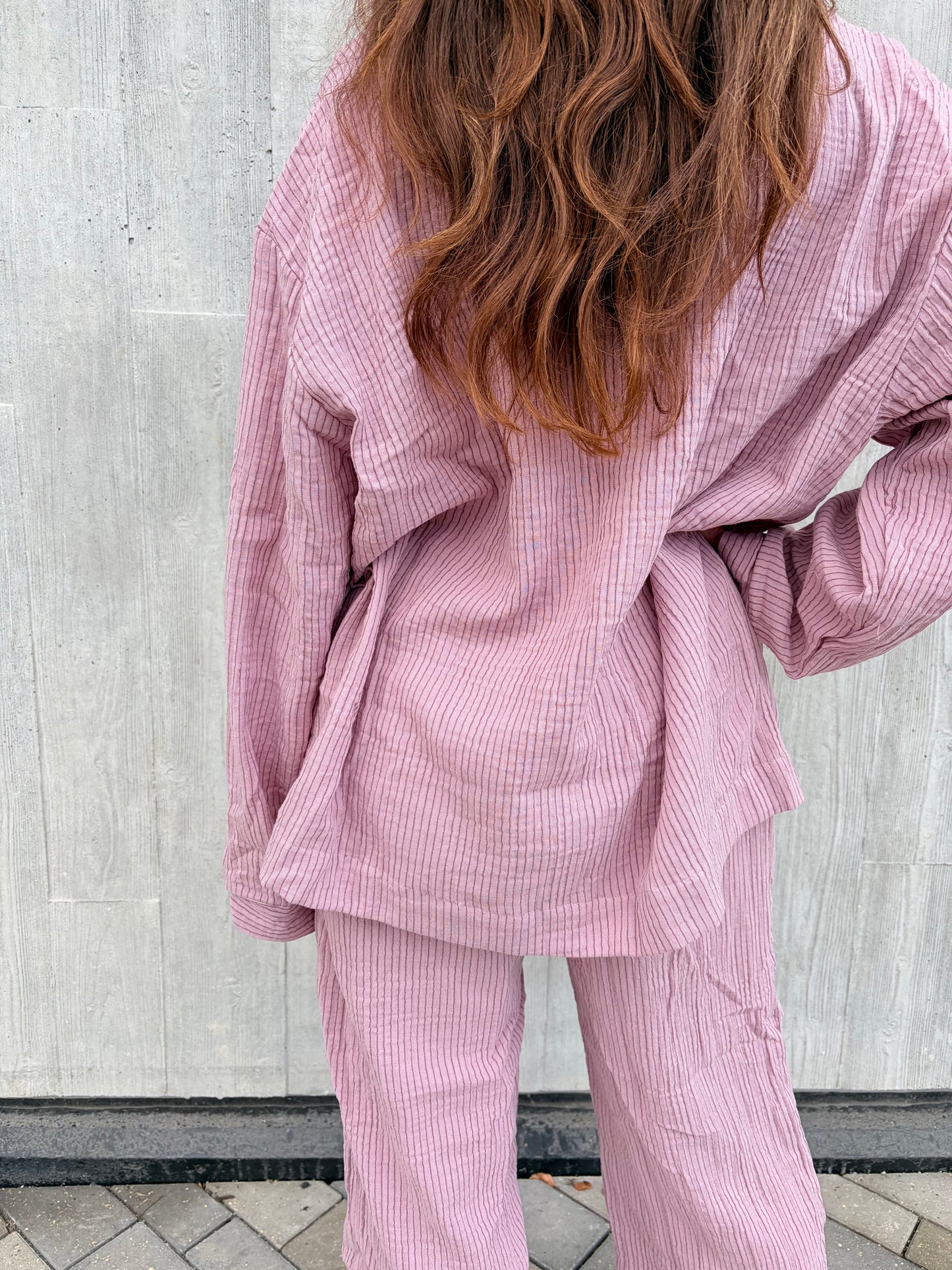 Winter Cotton Muslin PJ Set — Lilac Stripe