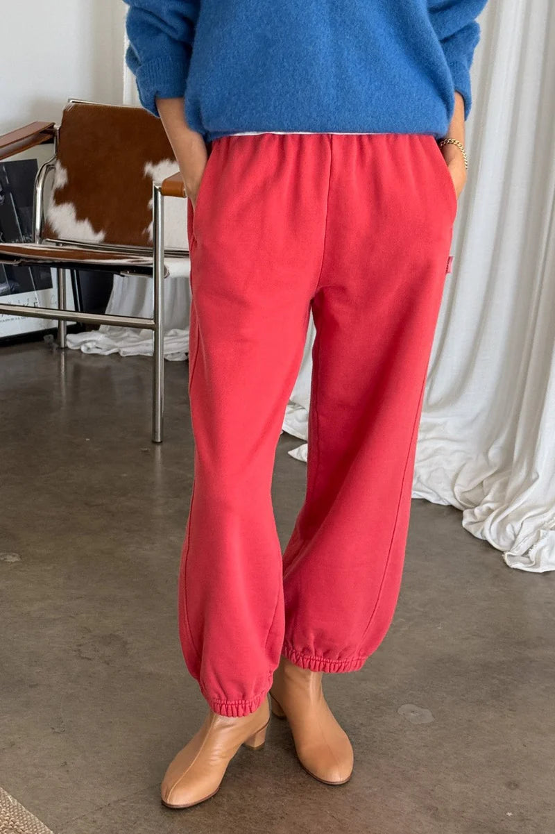 Le Bon Shoppe French Terry Balloon Pant - Coral Red