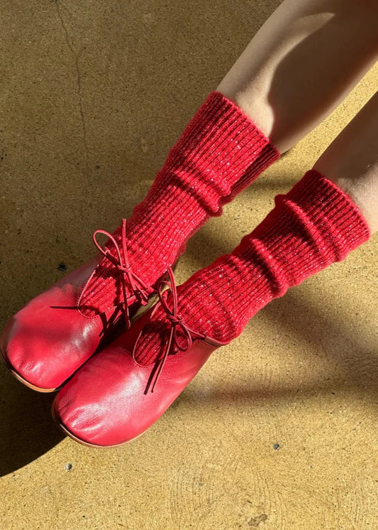 Winter Sparkle Socks - Poinsettia