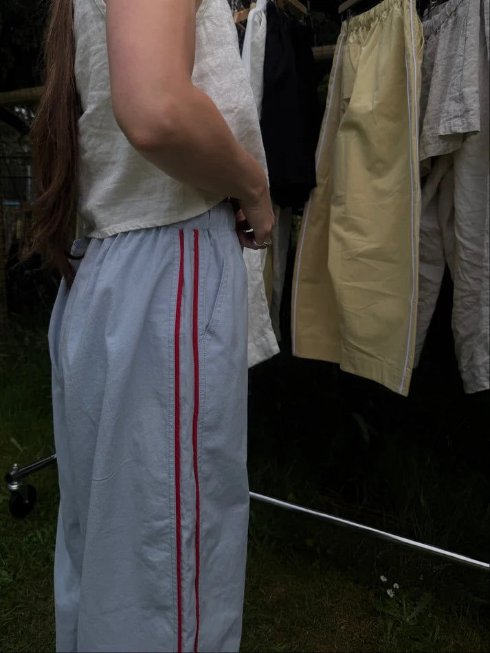 Jules Pant — Mist with Red Piping