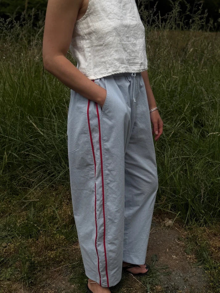Jules Pant — Mist with Red Piping