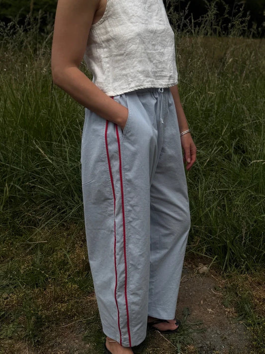 Jules Pant — Mist with Red Piping