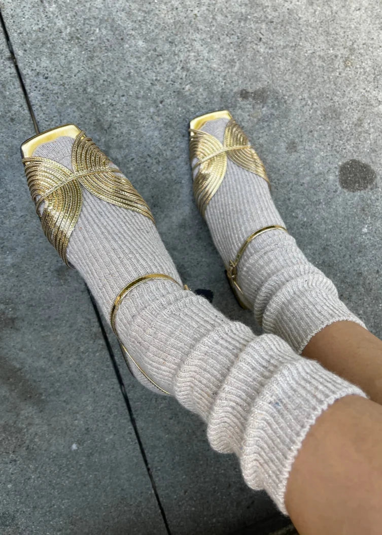 Winter Sparkle Socks - Champagne