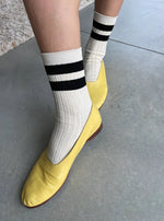 Le Bon Shoppe Her Varsity Socks - Cream/Black