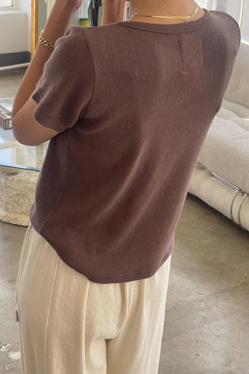 Pointelle Babe Tee - Chocolate