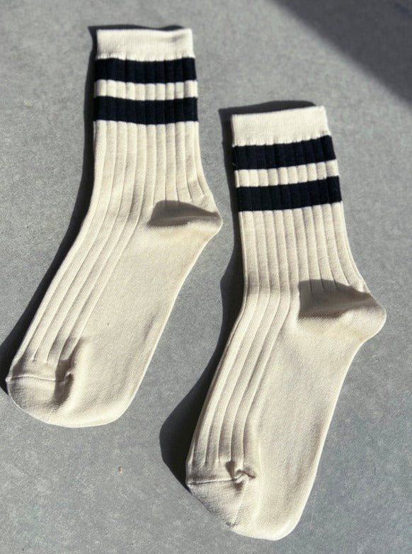 Le Bon Shoppe Her Varsity Socks - Cream/Black