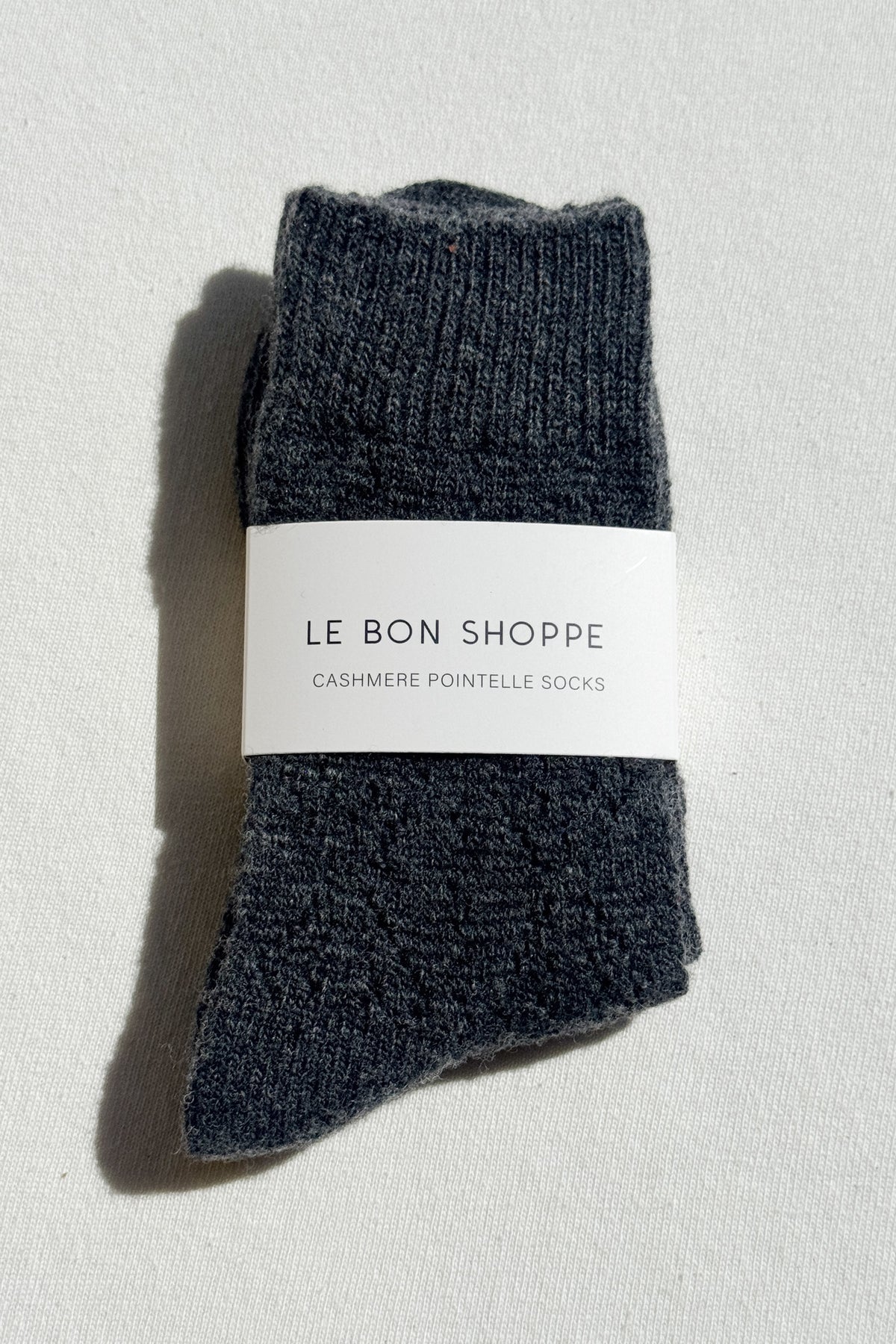 Cashmere Pointelle Socks — Charcoal