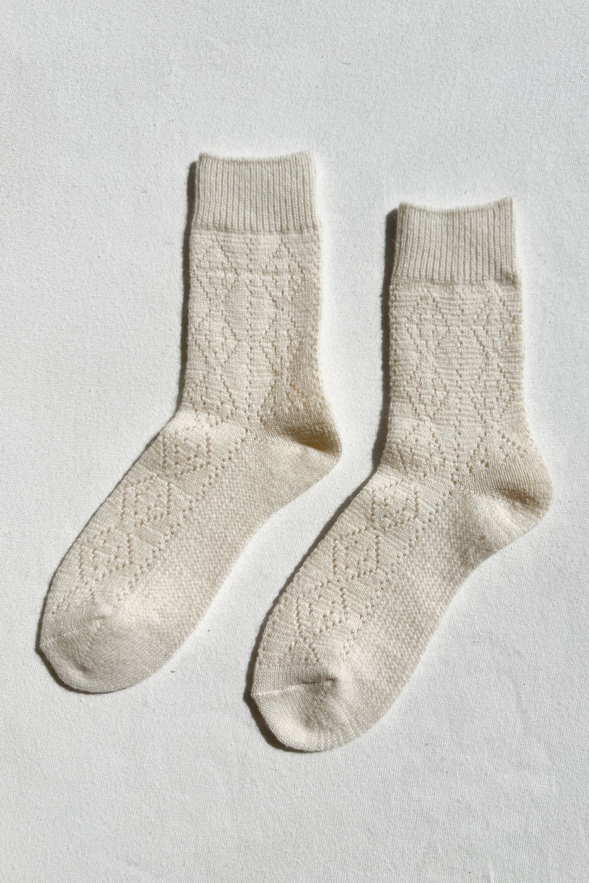 Cashmere Pointelle Socks — Cream