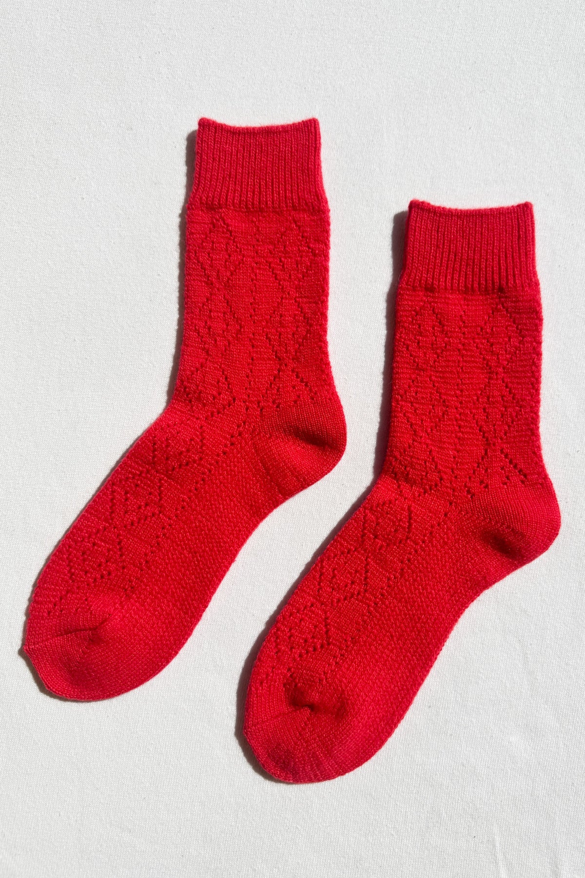 Cashmere Pointelle Socks — Red
