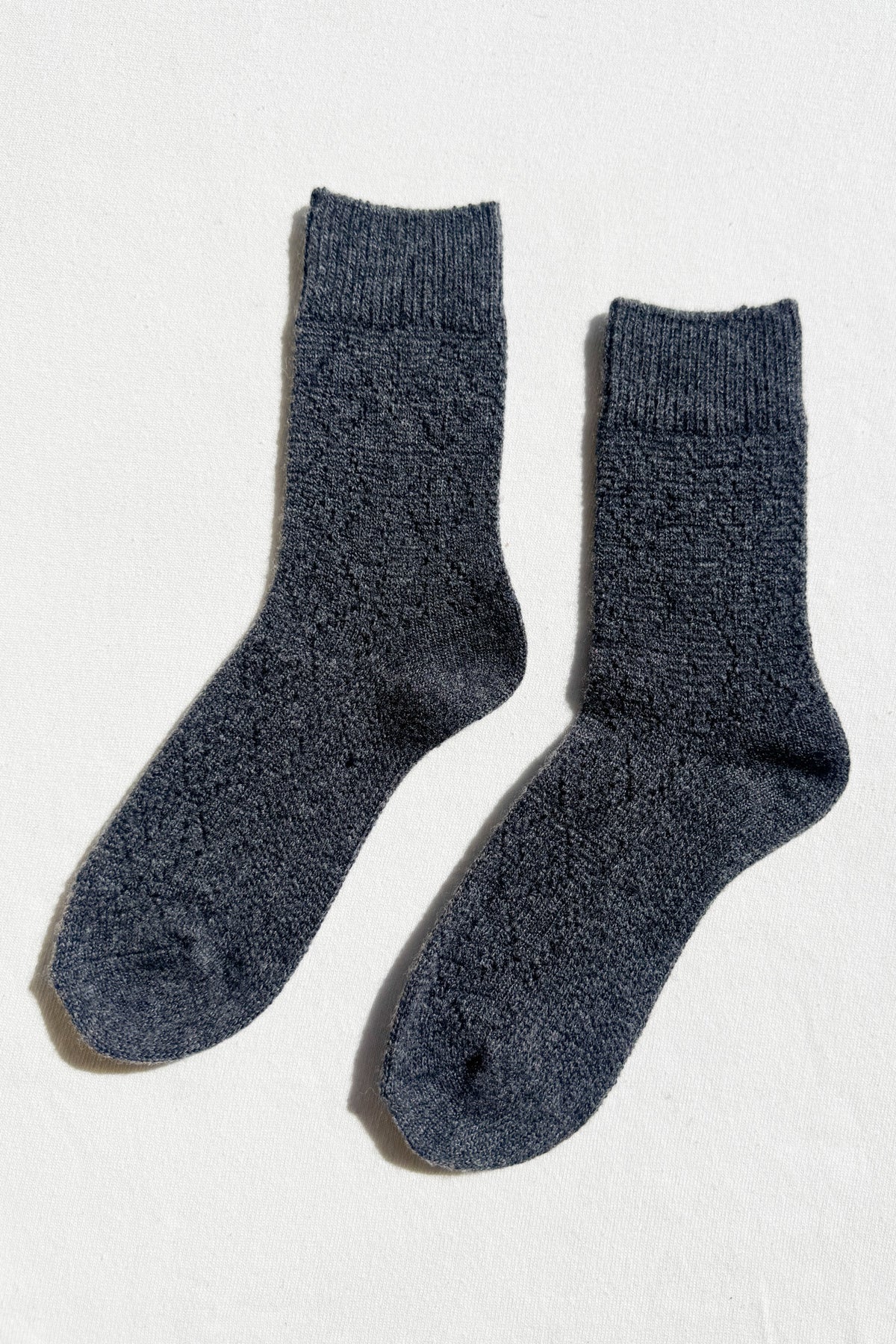 Cashmere Pointelle Socks — Charcoal