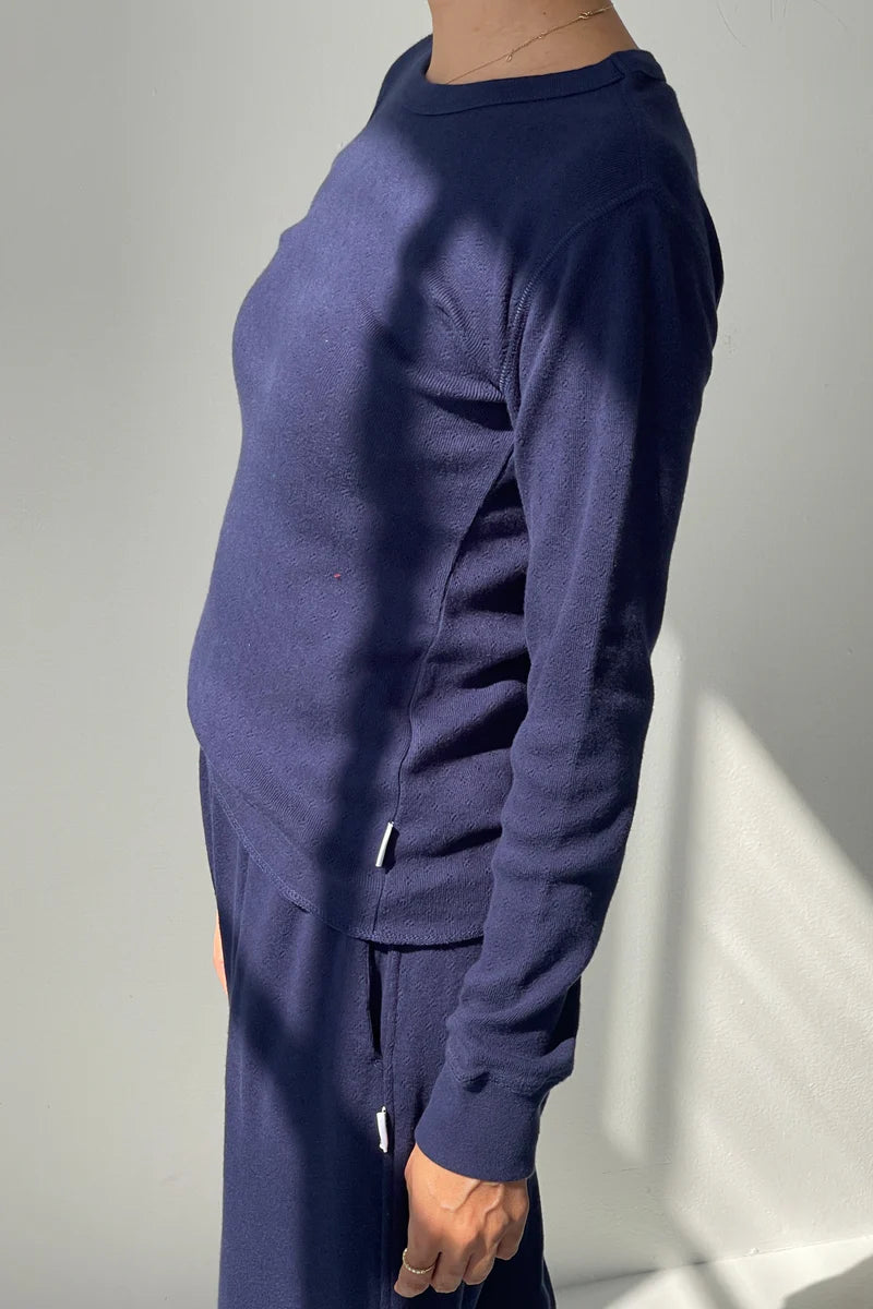 Pointelle Fundamental Tee - Navy