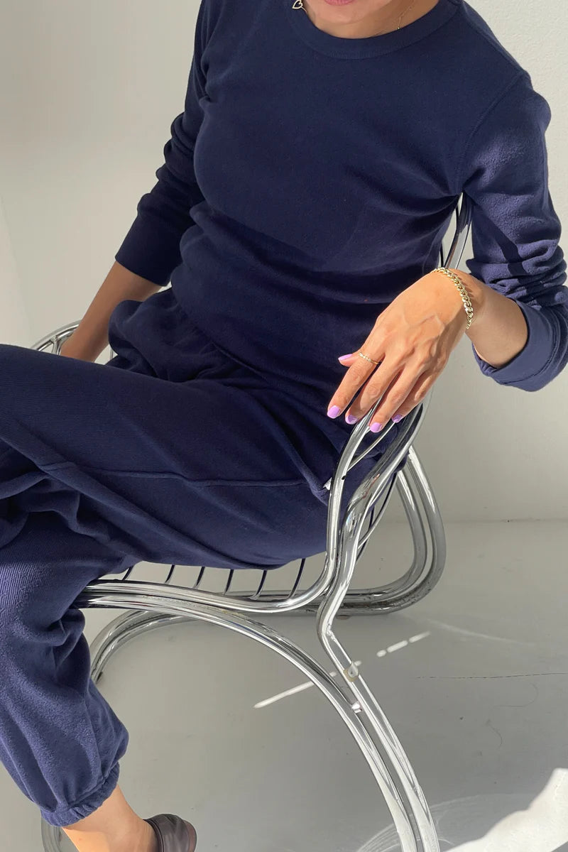 Pointelle Fundamental Tee - Navy