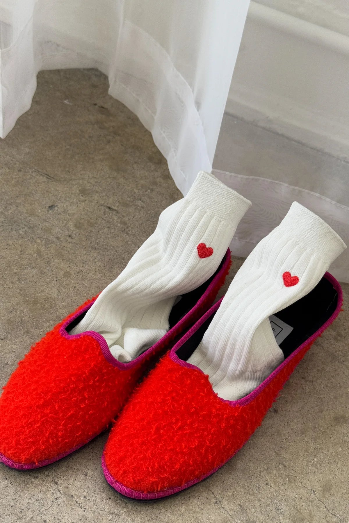 Embroidered Her Socks — Classic White + Heart