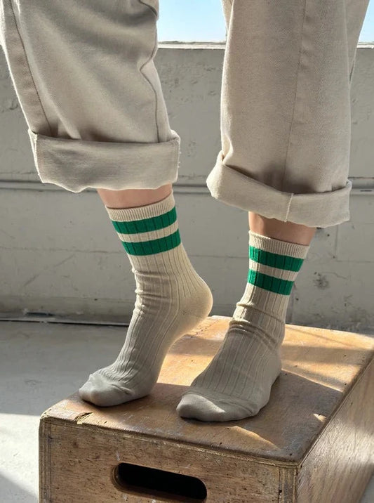 Her Varsity Socks - Green Stripe