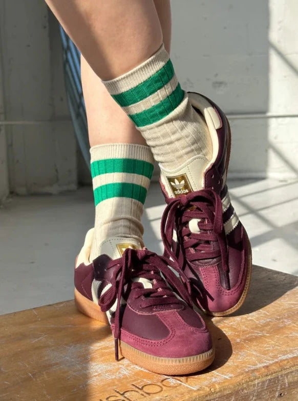 Her Varsity Socks - Green Stripe